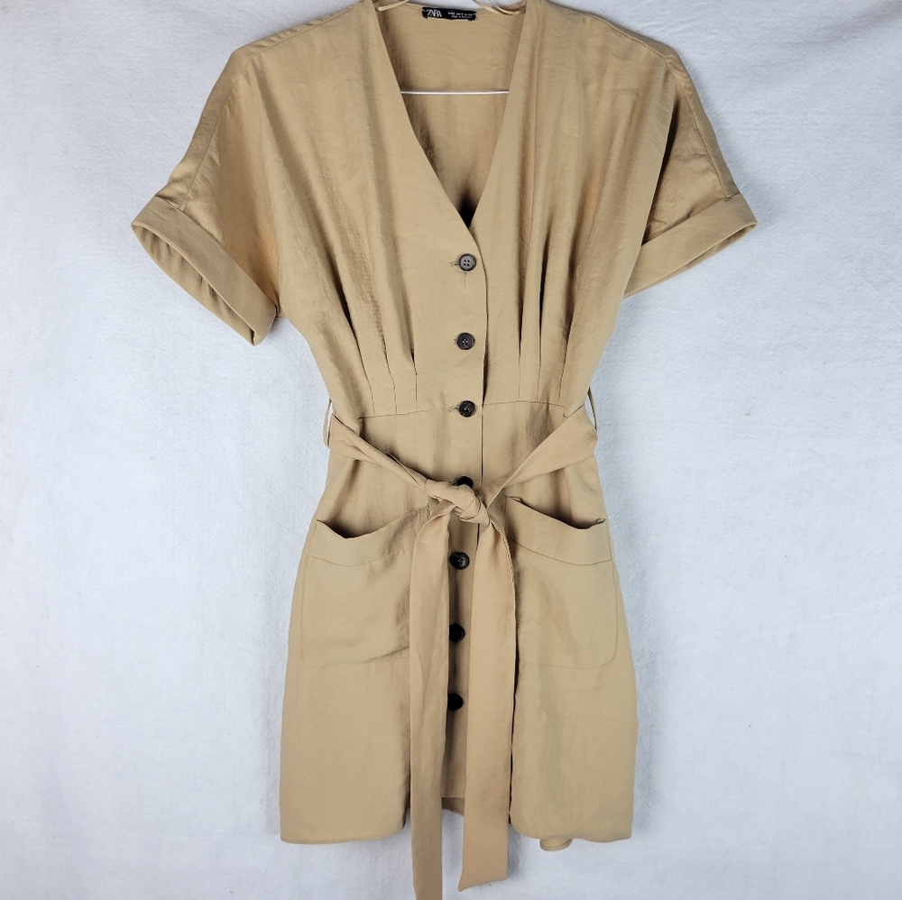 Zara Tan Button Dress